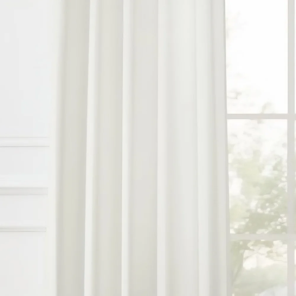 Off White Italian Faux Linen Curtain Panel